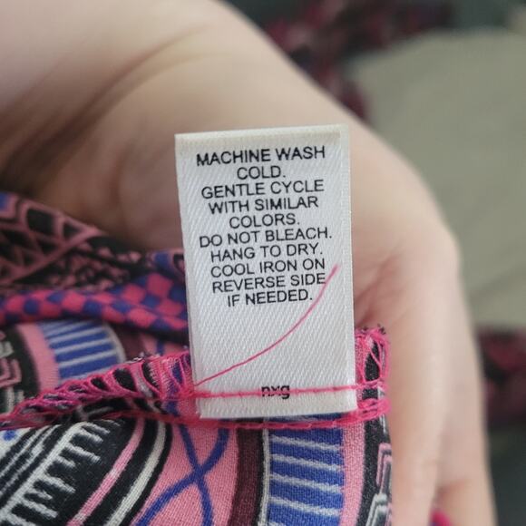 Large Cato striped geometric print maxi tunic button down long sleeve blouse - Picture 6 of 7